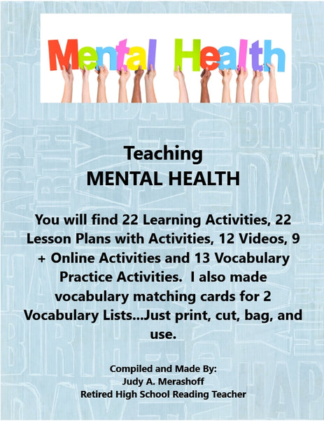 Teaching MENTAL HEALTH Supplemental Activities {{ JAMsCraftCloset }}