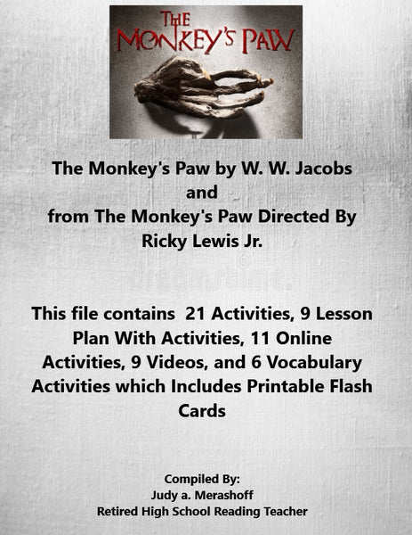 Florida Collection 8th Grade Collection 2 The Monkeys Paw by W W Jacobs Supplemental Activities {{ JAMsCraftCloset }}