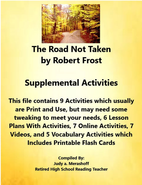 Florida Collections 6th Grade Collection 5 The ROAD NOT TAKEN Robert Frost Supplemental Activities {{ JAMsCraftCloset }}