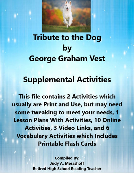 Florida Collections 6th Grade Collection 2 Tribute to the Dog Supplemental Activities {{ JAMsCraftCloset }}