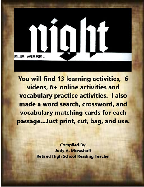 from Night by Elie Wiesel from HMH 9th Grade Textbook Collection 5 {{ JAMsCraftCloset }}