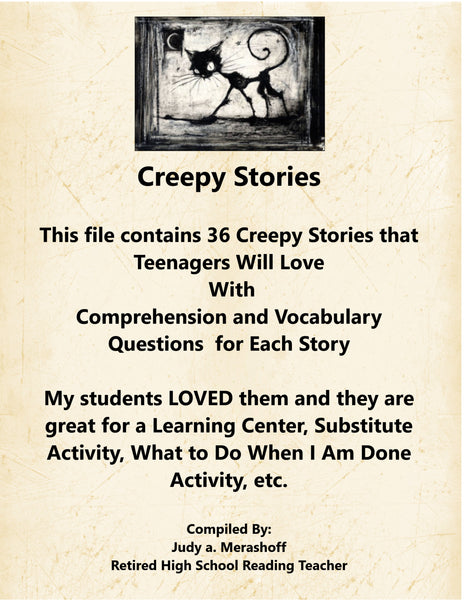 Creepy Stories that Teenagers Will Love Comprehension Questions Fun and Engaging {{ JAMsCraftCloset }}