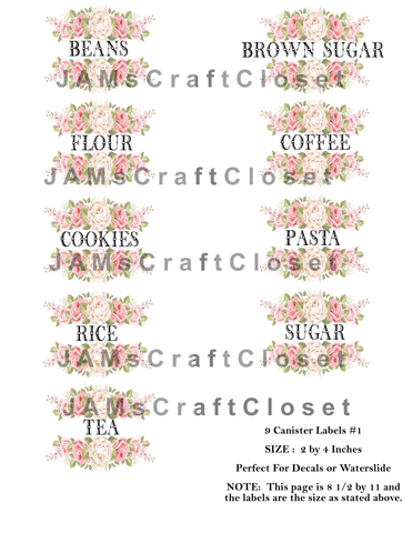 CANISTER LABELS 1 Digital Graphic Design Downloads SVG PNG JPEG Files Decal Waterslide Sublimation Design Crafters Delight {{ JAMsCraftCloset }}