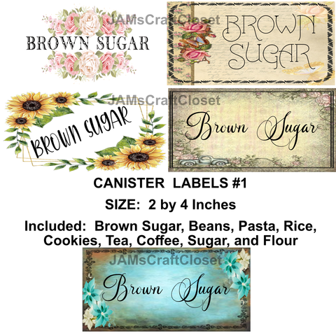 BUNDLE CANISTER LABELS 1 Digital Graphic Design Downloads PNG Kitchen Decor Files Decal Waterslide Sublimation Design Crafters Delight {{ JAMsCraftCloset }}