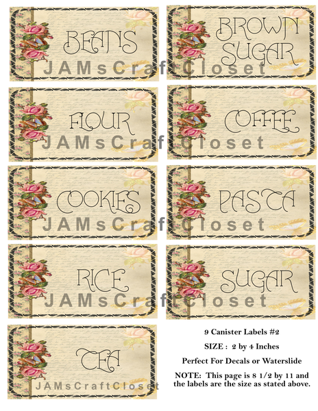 CANISTER LABELS 2 Digital Graphic Design Downloads SVG PNG JPEG Files Decal Waterslide Sublimation Design Crafters Delight {{ JAMsCraftCloset }}
