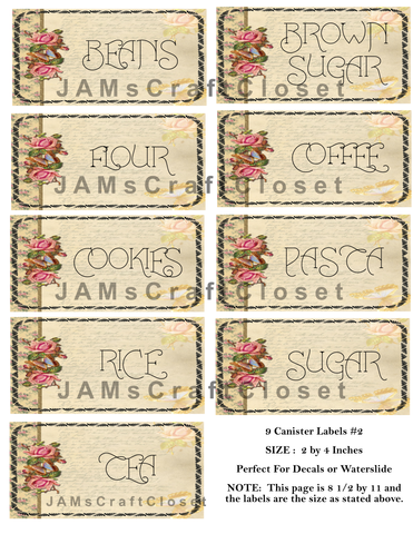 CANISTER LABELS 2 Digital Graphic Design Downloads SVG PNG JPEG Files Decal Waterslide Sublimation Design Crafters Delight {{ JAMsCraftCloset }}