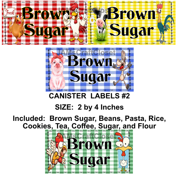 BUNDLE CANISTER LABELS 2 Digital Graphic Design Downloads PNG Files Country Kitchen Decor Decal Waterslide Sublimation Design Crafters Delight {{ JAMsCraftCloset }}