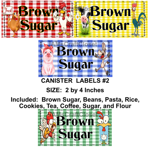 BUNDLE CANISTER LABELS 2 Digital Graphic Design Downloads PNG Files Country Kitchen Decor Decal Waterslide Sublimation Design Crafters Delight {{ JAMsCraftCloset }}