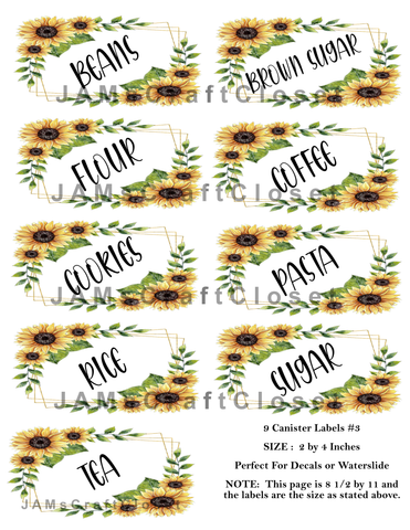 CANISTER LABELS 3 Digital Graphic Design Downloads SVG PNG JPEG Files Decal Waterslide Sublimation Design Crafters Delight {{ JAMsCraftCloset }}