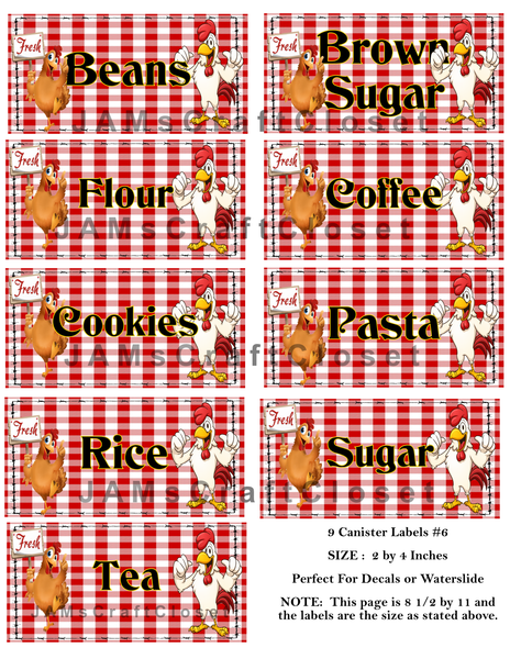 CANISTER LABELS 6 Digital Graphic Design Downloads SVG PNG JPEG Files Decal Waterslide Sublimation Design Crafters Delight {{ JAMsCraftCloset }}