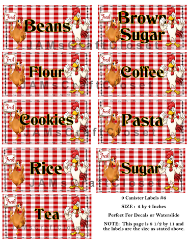 CANISTER LABELS 6 Digital Graphic Design Downloads SVG PNG JPEG Files Decal Waterslide Sublimation Design Crafters Delight {{ JAMsCraftCloset }}