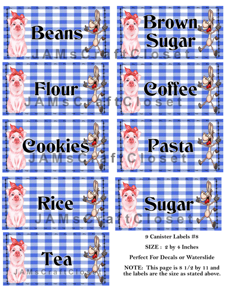 CANISTER LABELS 8 Digital Graphic Design Downloads SVG PNG JPEG Files Decal Waterslide Sublimation Design Crafters Delight {{ JAMsCraftCloset }}