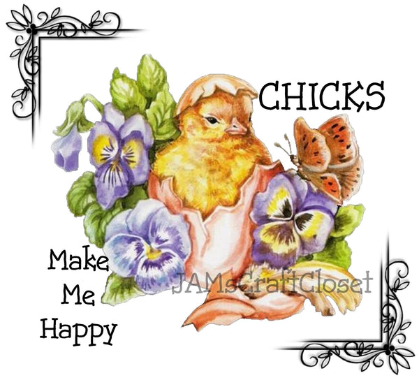 CHICKS MAKE ME HAPPY Digital Graphic SVG-PNG-JPEG Download Holiday Decor Love Crafters Delight {{ JAMsCraftCloset }}