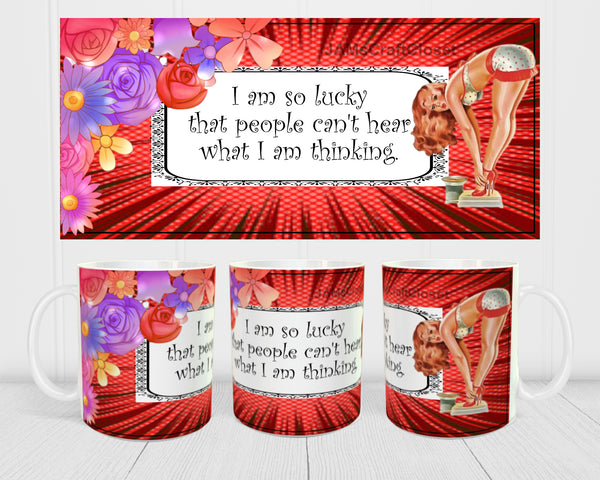 MUG Coffee Full Wrap Sublimation Digital Graphic Design Download I AM SO LUCKY SVG-PNG Crafters Delight {{ JAMsCraftCloset }}