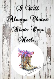 CHOOSE BOOTS OVER HEELS Digital Graphic SVG-PNG-JPEG Download Crafters Delight {{ JAMsCraftCloset }}
