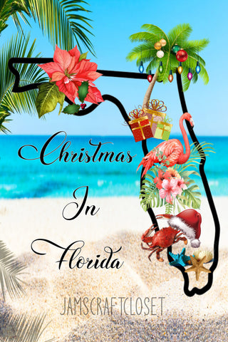 Garden Flag Digital Design Sublimation Graphic SVG-PNG-JPEG Download CHRISTMAS IN FLORIDA Christmas Holiday Crafters Delight {{ JAMsCraftCloset }}