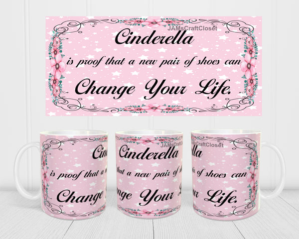 MUG Coffee Full Wrap Sublimation Digital Graphic Design Download CINDERELLA SVG-PNG Crafters Delight {{ JAMsCraftCloset }}