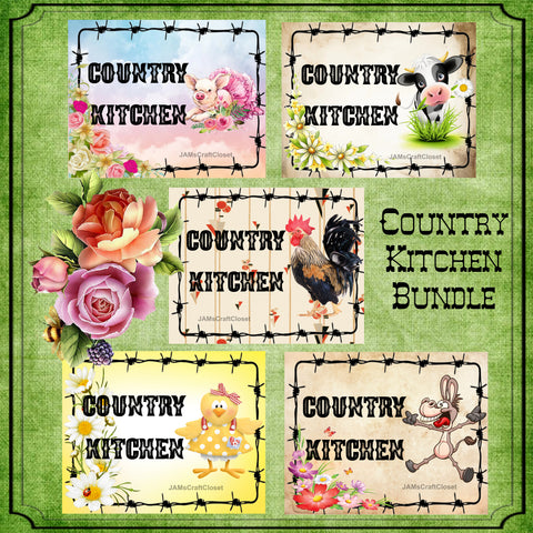 BUNDLE COUNTRY KITCHEN Digital Graphic Design Kitchen Decor Wall Art Downloads SVG PNG JPEG Files Sublimation Design Crafters Delight {{ JAMsCraftCloset }}