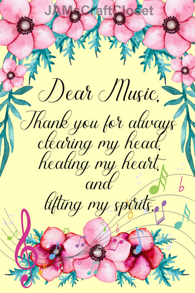 Digital Graphic Design SVG-PNG-JPEG Download Sublimation Positive Saying DEAR MUSIC Home Decor Crafters Delight {{ JAMsCraftCloset }}