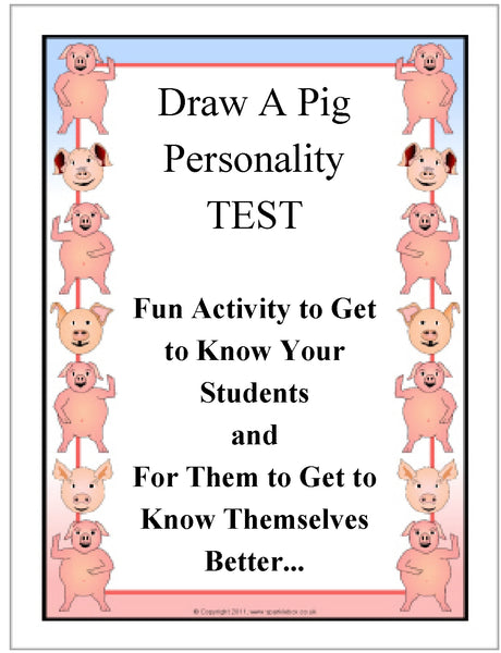 Draw A Pig Personality Test - Analyzing Activity Teacher Supplemental Resource {{ JAMsCraftCloset }}