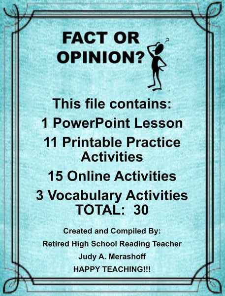 FACT AND OPINION PowerPoint Digital Lesson Teacher Resource With Supplemental Activities HAPPY TEACHING {{ JAMsCraftCloset }}