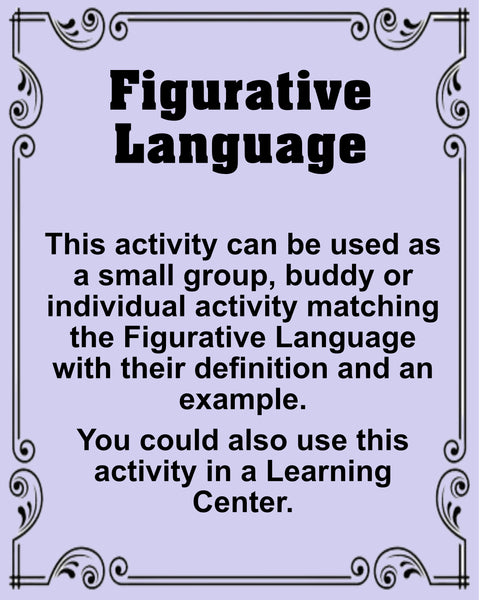 Figurative Language Definitions With Examples Matching Hands On Group or Buddy Activity Fun and Engaging Teacher Resource {{ JAMsCraftCloset }}
