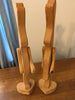 Bunnies Vintage Wooden Mr and Mrs Bunny With Moveable Arms Handmade Heart Base SET OF 2 {{ JAMsCraftCloset }}