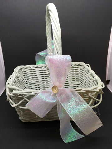 Basket Flower Girl Vintage Green Rectangle Wicker Centerpiece Wedding Accessory Table Decor {{ JAMsCraftCloset }}