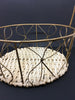 Basket Flower Girl Wire Woven Bottom Round Vintage Gold Delicate Wire Bows Wedding {{ JAMsCraftCloset }}
