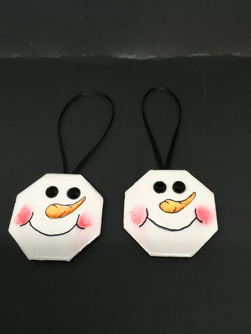 Ornaments Snowman Ceramic Tile 2 by 2 Inches Set of 2 Vintage Snowman Holiday Decor {{ JAMsCraftCloset }}
