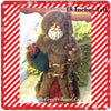 Santa Ethnic Vintage Burgundy and Green Standing 18 Inches Tall With Staff and Green Bag {{ JAMsCraftCloset }}