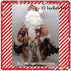 Santa Vintage Burgundy Tan and Green Floral Standing 12 Inches Tall With Basket and Pine {{ JAMsCraftCloset }}