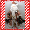 Santa Vintage Burgundy Tan and Green Floral Standing 12 Inches Tall With Basket and Pine {{ JAMsCraftCloset }}