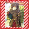 Santa Ethnic Vintage Burgundy and Green Standing 18 Inches Tall With Staff and Green Bag {{ JAMsCraftCloset }}