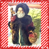 Santa Vintage Rust and Green Standing 17 Inches Tall With Staff Basket and Rose Flowers {{ JAMsCraftCloset }}