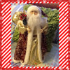 Santa Vintage Burgundy and Gold Standing 16 Inches Tall With Gold Bag and Holly Berries {{ JAMsCraftCloset }}