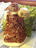 Santa Vintage Burgundy and Gold Standing 16 Inches Tall With Gold Bag and Holly Berries {{ JAMsCraftCloset }}
