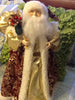 Santa Vintage Burgundy and Gold Standing 16 Inches Tall With Gold Bag and Holly Berries {{ JAMsCraftCloset }}