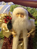 Santa Vintage Burgundy and Gold Standing 16 Inches Tall With Gold Bag and Holly Berries {{ JAMsCraftCloset }}
