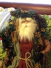 Santa Vintage Rust and Green Standing 17 Inches Tall With Pinecone and Berries Garland {{ JAMsCraftCloset }}