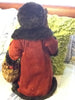 Santa Vintage Rust and Green Standing 17 Inches Tall With Staff Basket and Rose Flowers {{ JAMsCraftCloset }}