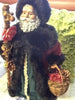 Santa Vintage Rust and Green Standing 17 Inches Tall With Staff Basket and Rose Flowers {{ JAMsCraftCloset }}