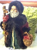 Santa Vintage Rust and Green Standing 17 Inches Tall With Staff Basket and Rose Flowers {{ JAMsCraftCloset }}