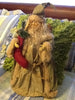 Santa Vintage Green Tan Red Standing 18 Inches Tall With Red Stocking Squirrel on Shoulder {{ JAMsCraftCloset }}