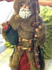 Santa Ethnic Vintage Burgundy and Green Standing 18 Inches Tall With Staff and Green Bag {{ JAMsCraftCloset }}