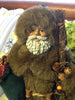 Santa Ethnic Vintage Burgundy and Green Standing 18 Inches Tall With Staff and Green Bag {{ JAMsCraftCloset }}
