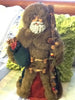 Santa Ethnic Vintage Burgundy and Green Standing 18 Inches Tall With Staff and Green Bag {{ JAMsCraftCloset }}