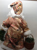 Santa Vintage Burgundy Tan and Green Floral Standing 12 Inches Tall With Basket and Pine {{ JAMsCraftCloset }}