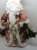 Santa Vintage Burgundy Tan and Green Floral Standing 12 Inches Tall With Basket and Pine {{ JAMsCraftCloset }}