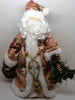 Santa Vintage Burgundy Tan and Green Floral Standing 12 Inches Tall With Basket and Pine {{ JAMsCraftCloset }}